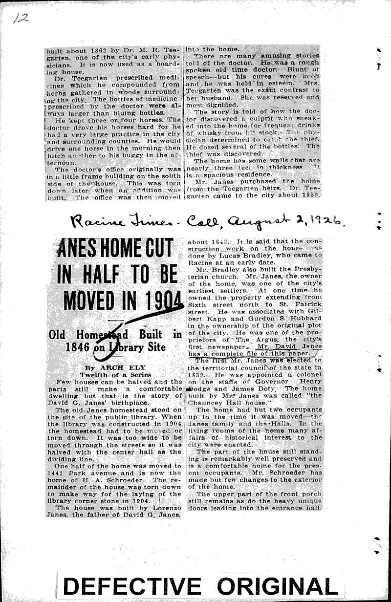  Source: Racine Times Call Topics: Architecture Date: 1926-08-02