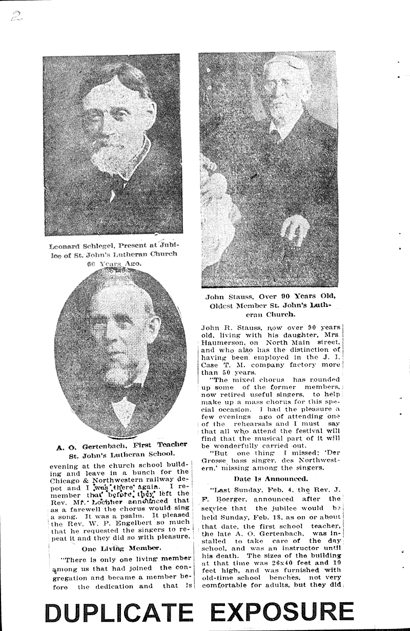 St. John's Ev. Lutheran church to celebrate sixtieth jubilee Source: Racine Journal Topics: Church History Date: 1923-02-07