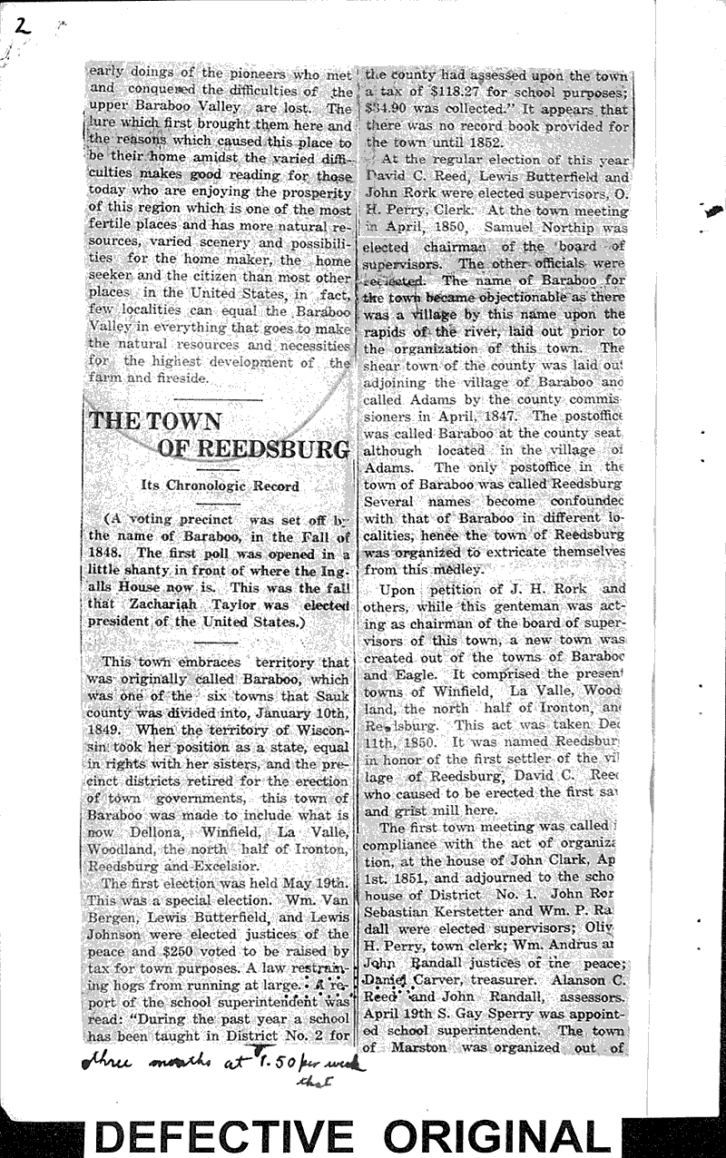 Some early history Source: Reedsburg Free Press Date: 1923-03-08