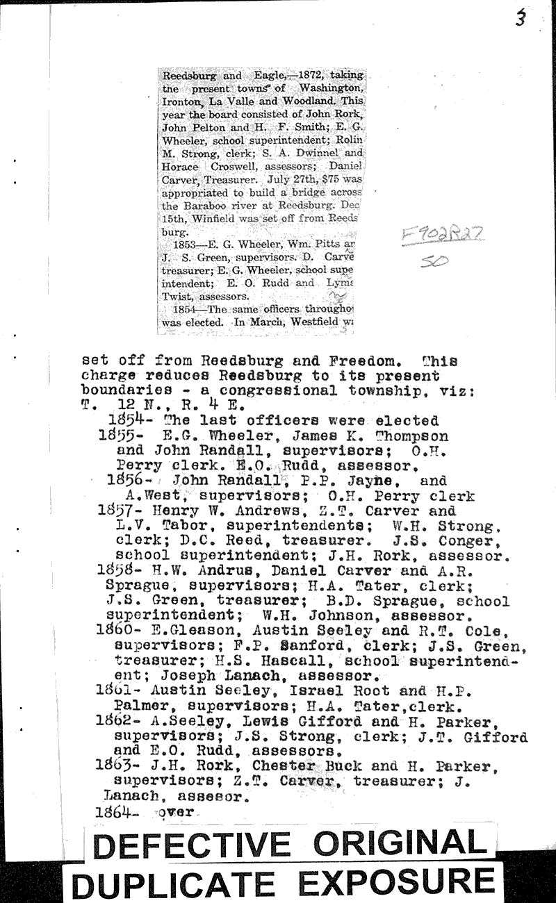 Some early history Source: Reedsburg Free Press Date: 1923-03-08