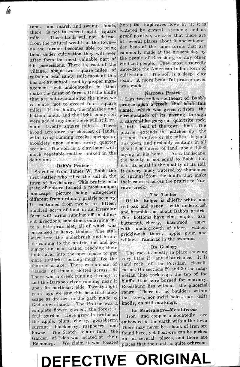 Some early history Source: Reedsburg Free Press Date: 1923-03-15