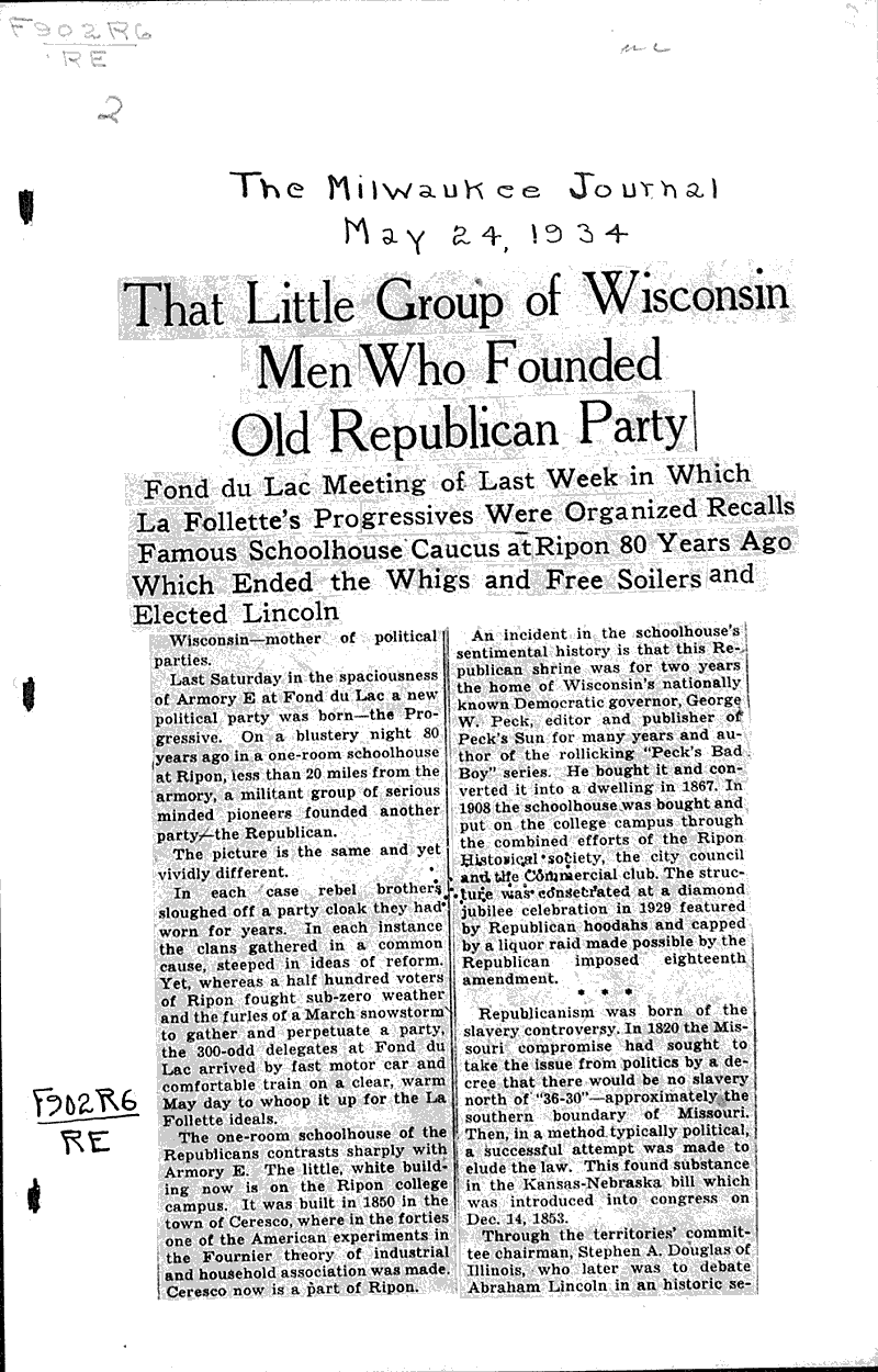  Source: Milwaukee Journal Topics: Government and Politics Date: 1934-05-24
