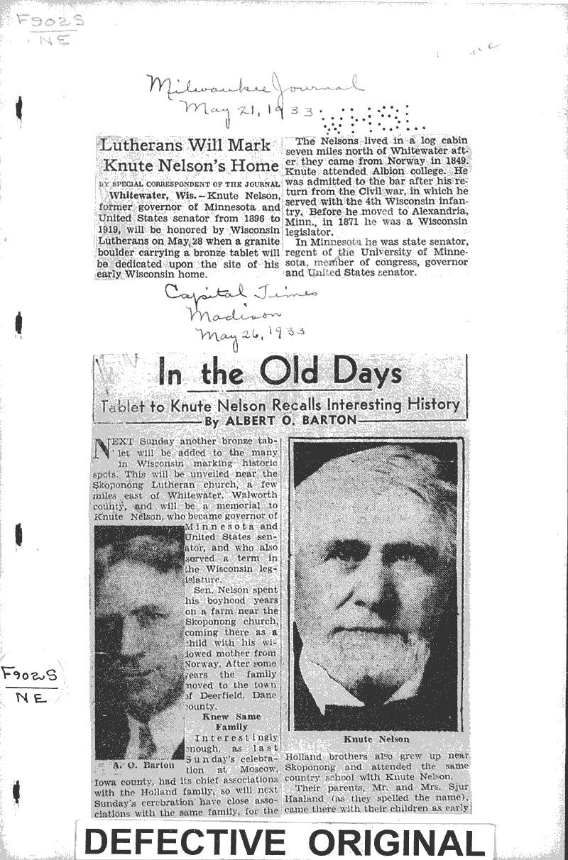  Source: Milwaukee Journal Topics: Government and Politics Date: 1933-05-21