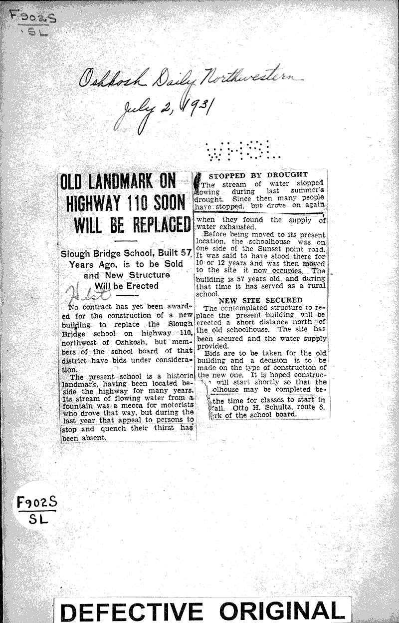  Source: Oshkosh Daily Northwestern Topics: Architecture Date: 1931-07-02
