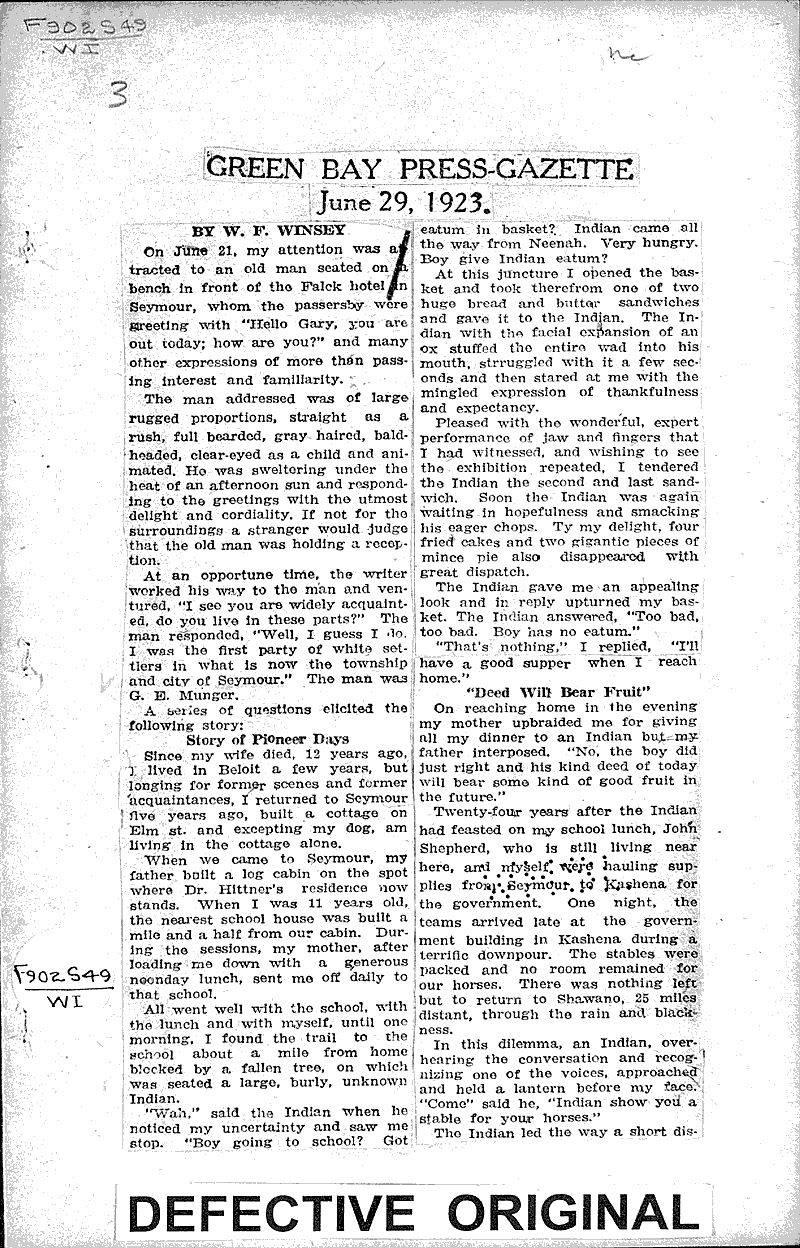  Source: Green Bay Press Gazette Date: 1923-06-29