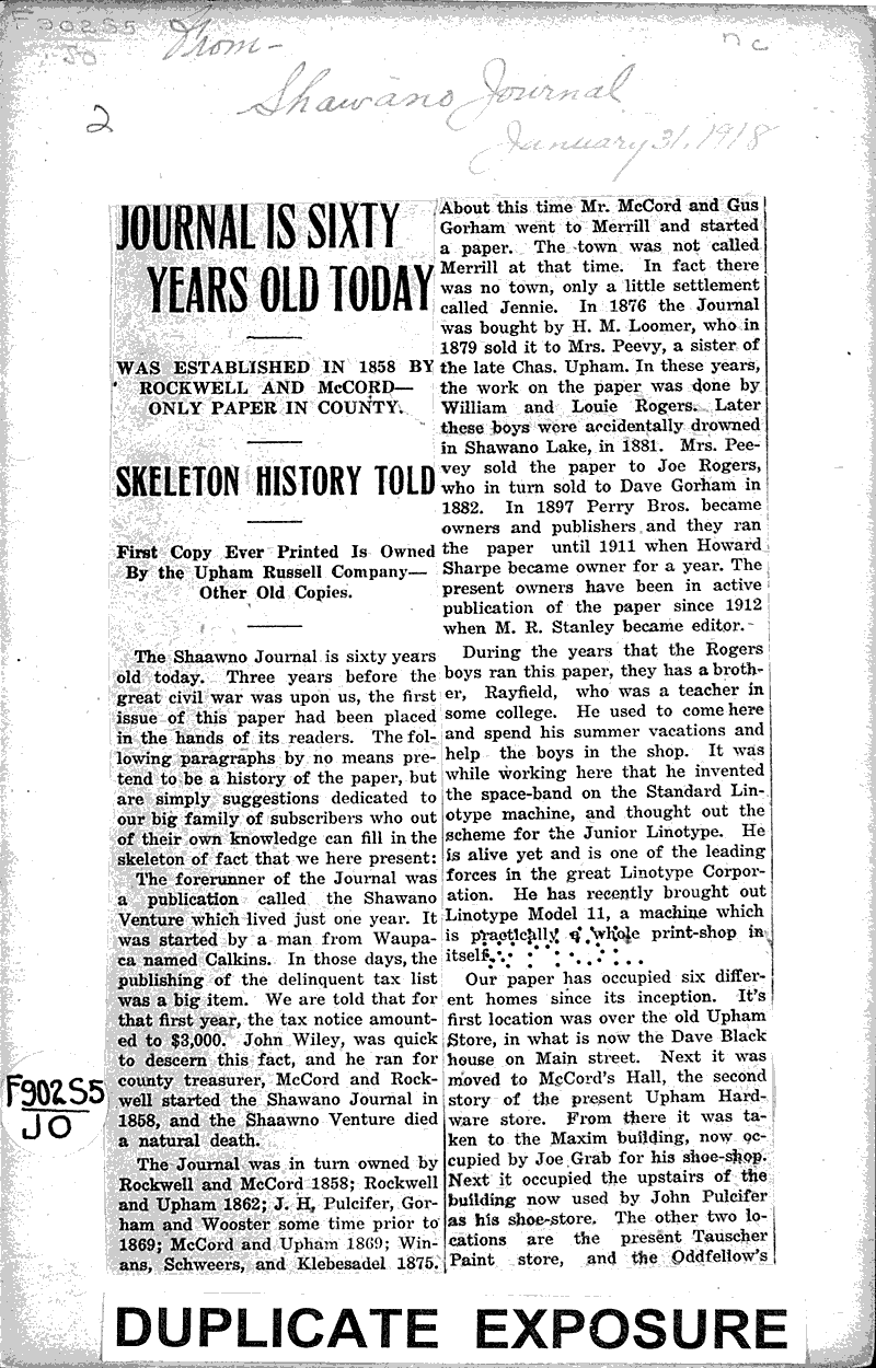  Source: Sheboygan Journal Date: 1918-01-31