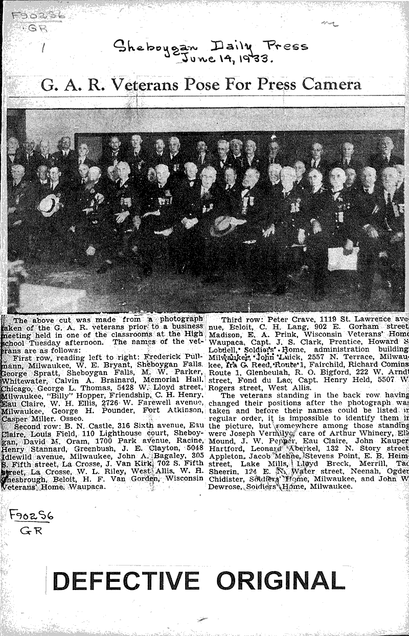  Source: Sheboygan Daily Press Topics: Civil War Date: 1933-06-14