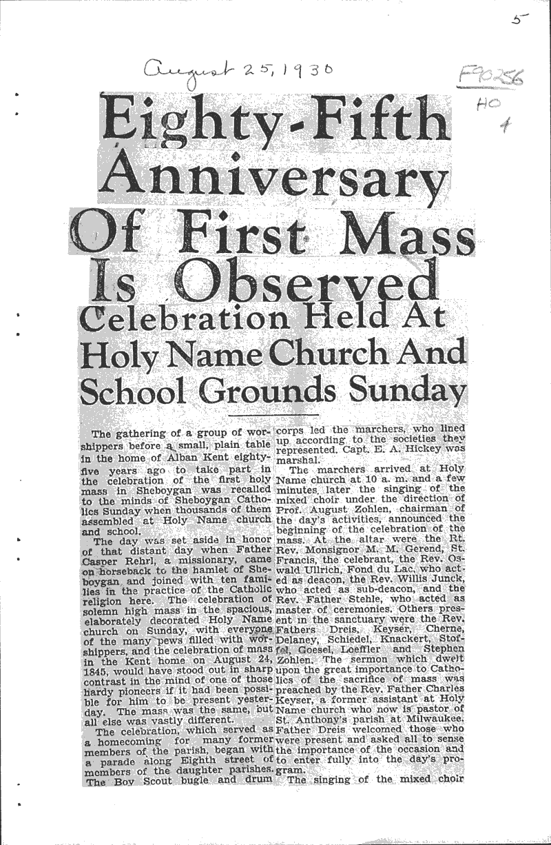  Source: Sheboygan Daily Press Topics: Church History Date: 1935-08-24