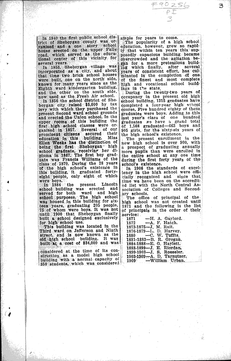  Source: Sheboygan Telegram Topics: Education Date: 1922-03-23