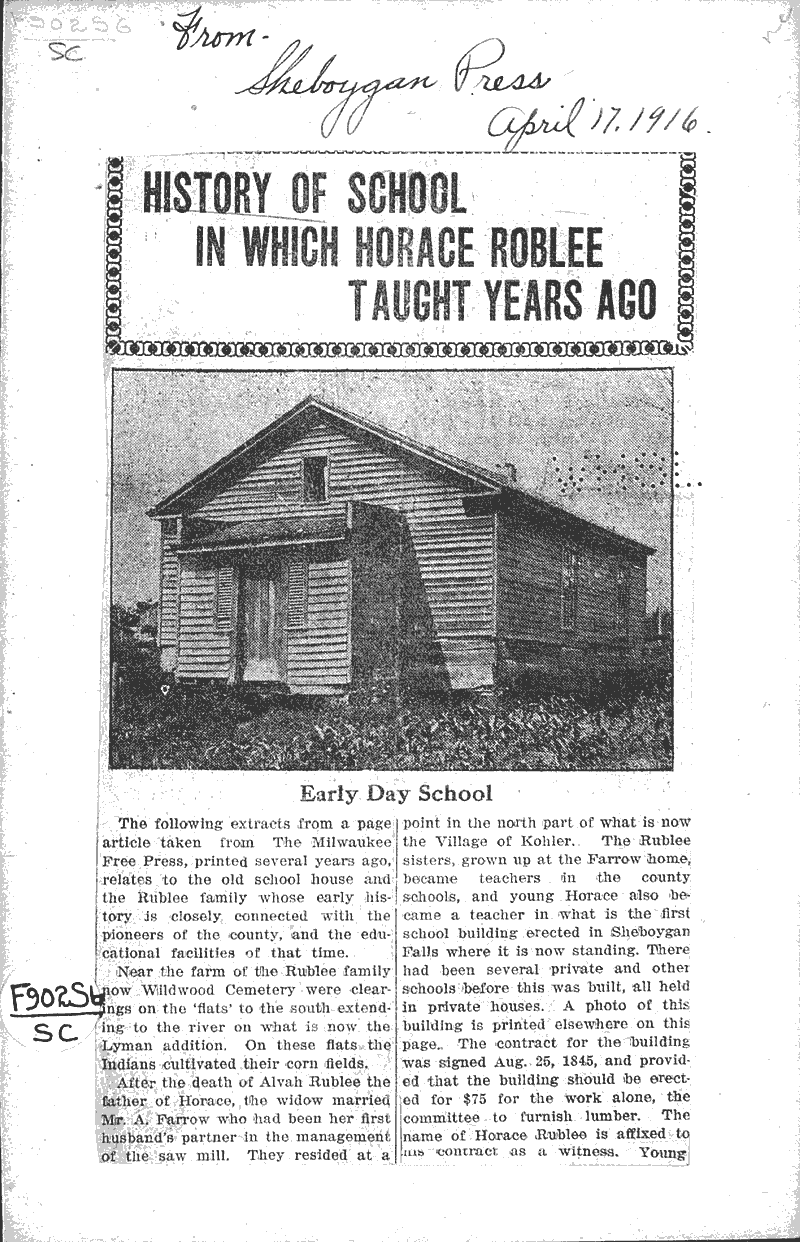  Source: Sheboygan Press Topics: Education Date: 1916-04-17