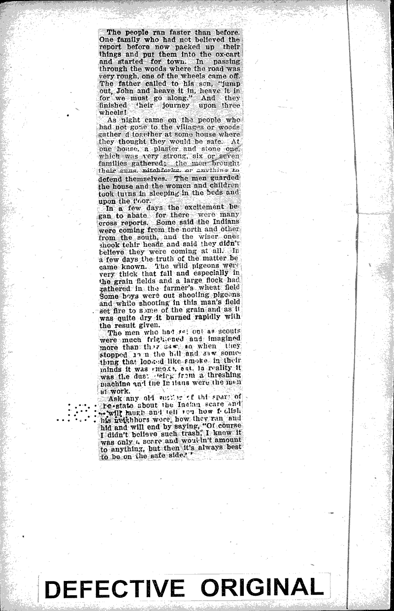 Memories of pioneer days recalled by story of Indian scare of '62 Source: Manitowoc Herald Topics: Indians and Native Peoples Date: 1923-02-14