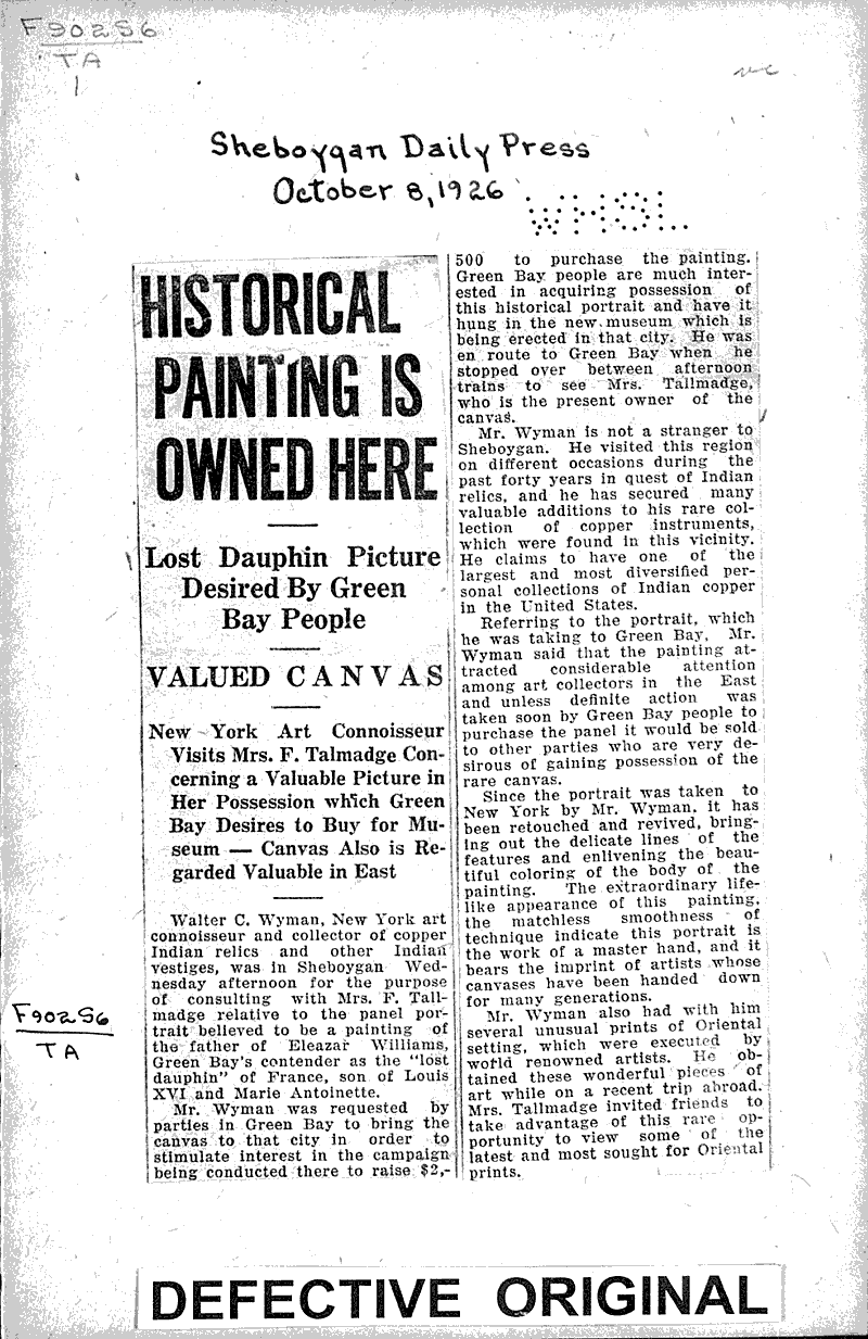  Source: Sheboygan Daily Press Topics: Art and Music Date: 1926-10-08