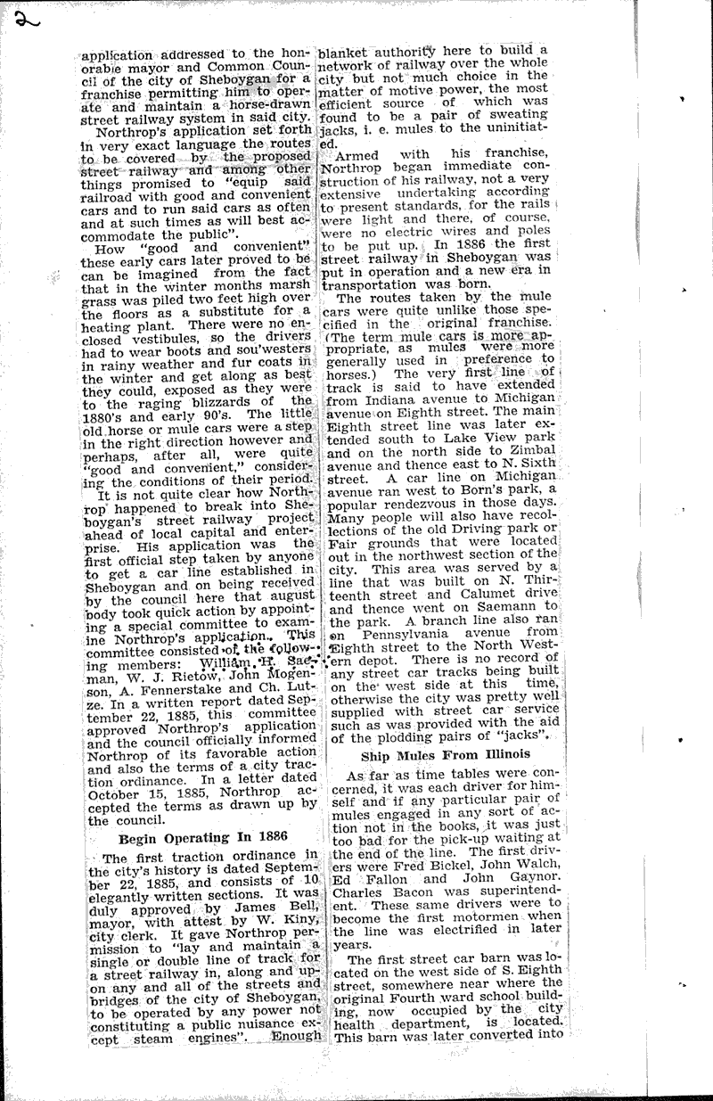 Recall early Sheboygan transportation Source: Sheboygan Press Topics: Transportation Date: 1941-06-11