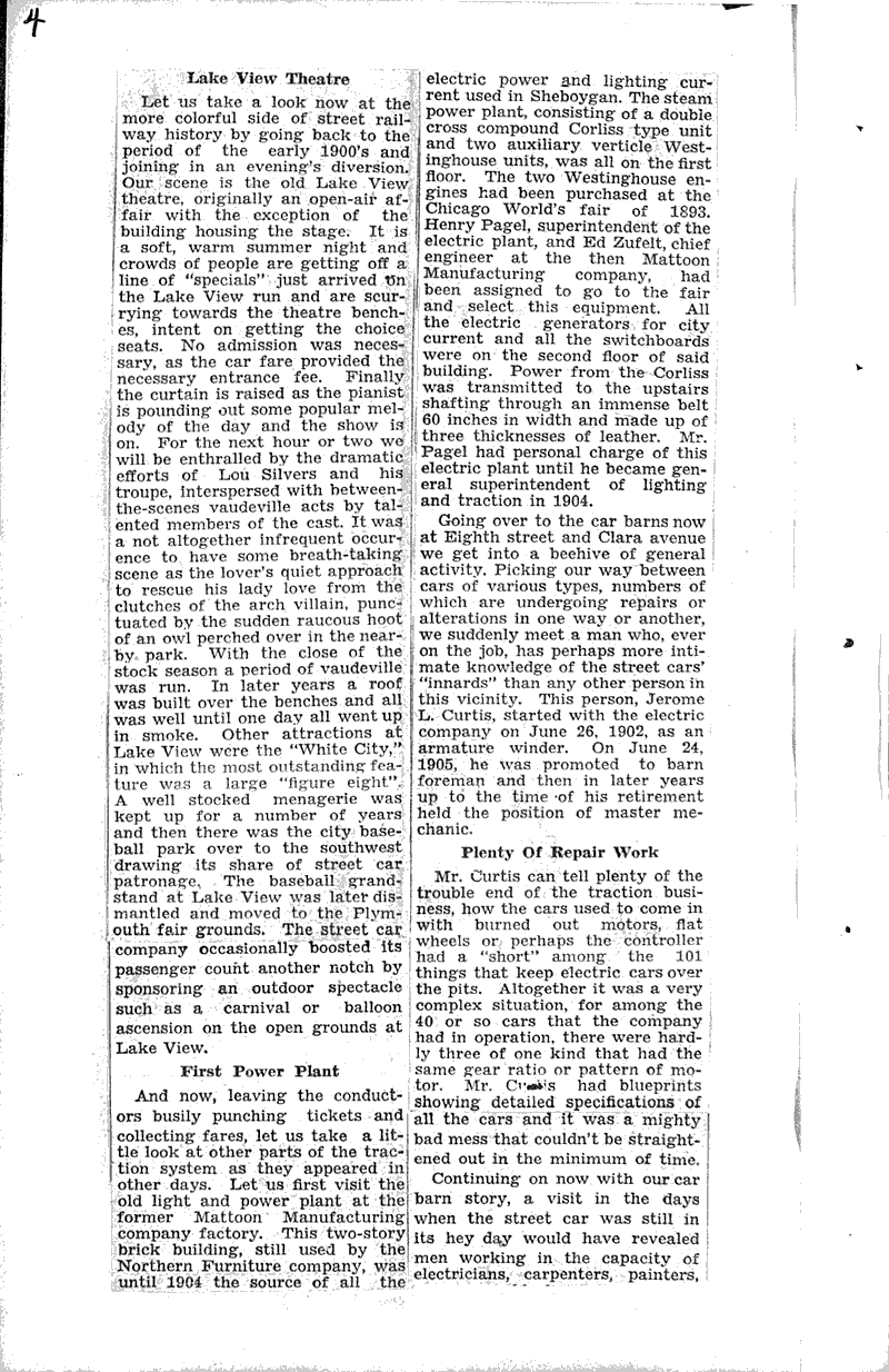 Recall early Sheboygan transportation Source: Sheboygan Press Topics: Transportation Date: 1941-06-11