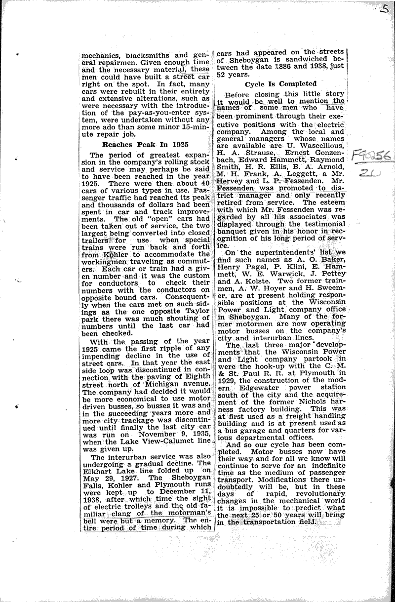 Recall early Sheboygan transportation Source: Sheboygan Press Topics: Transportation Date: 1941-06-11