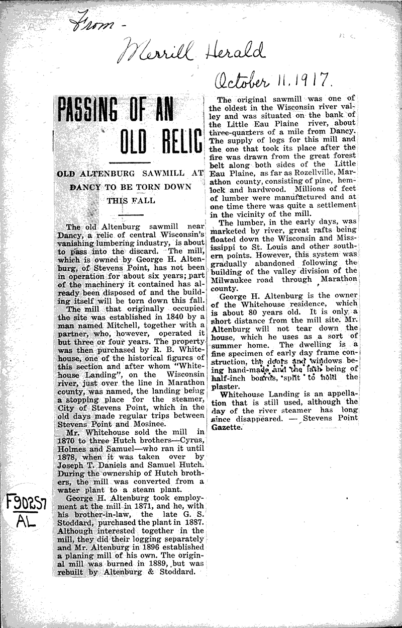  Source: Merrill Herald Topics: Industry Date: 1917-10-11