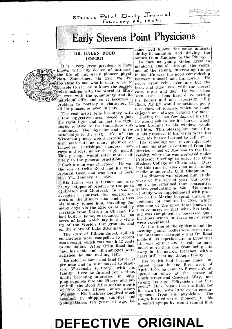  Source: Stevens Point Daily Journal Date: 1923-02-??