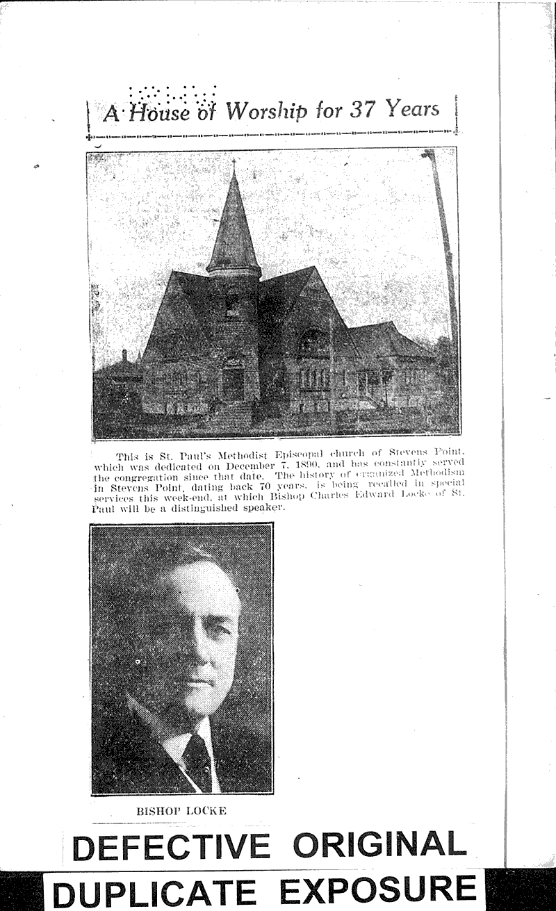  Source: Stevens Point Journal Topics: Church History Date: 1927-12-08