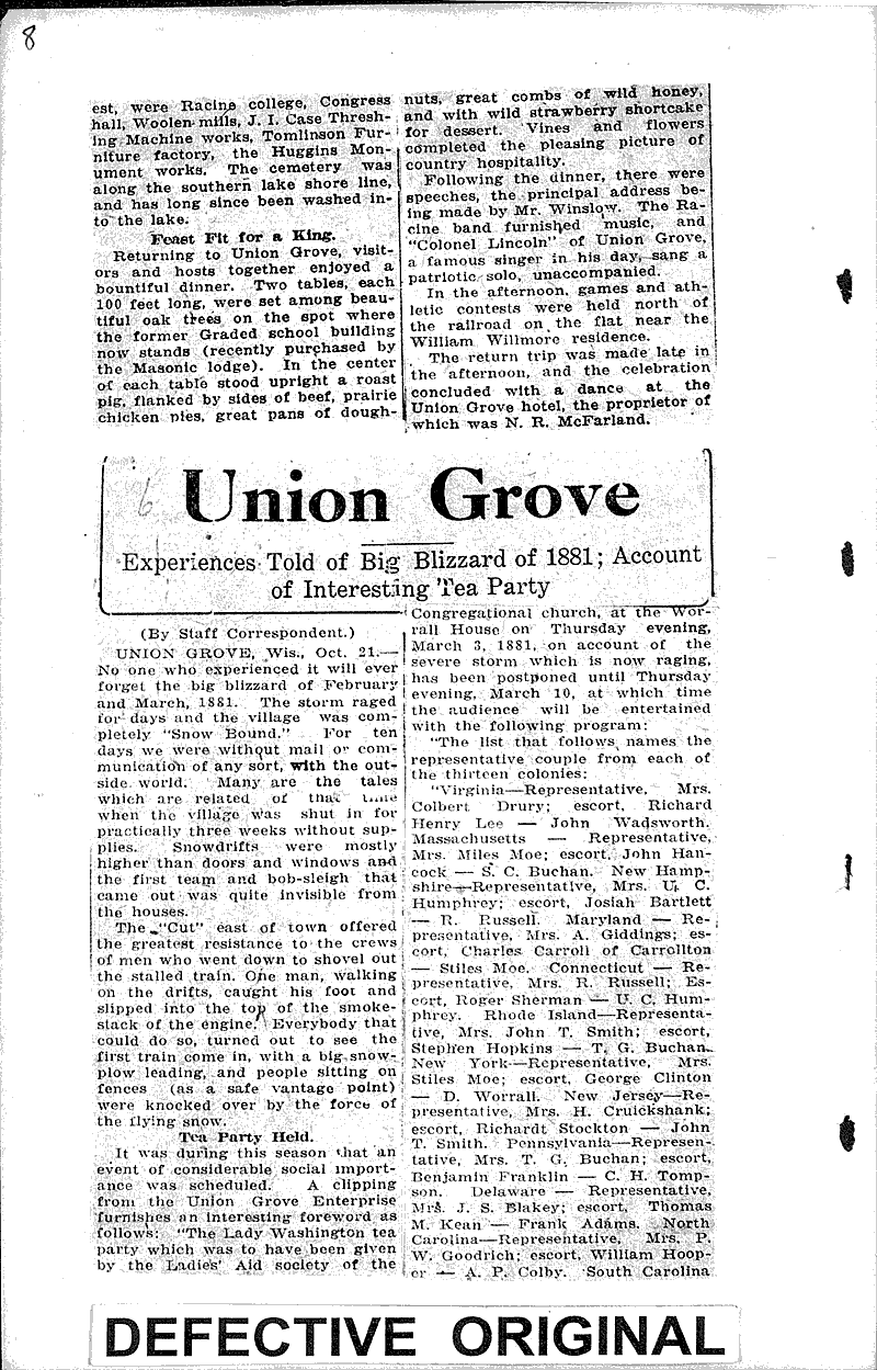 Union Grove reminiscences Source: Racine Journal-News Topics: Church History Date: 1925-09-04