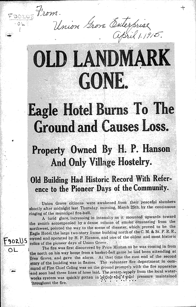  Source: Union Grove Enterprise Topics: Architecture Date: 1915-04-01