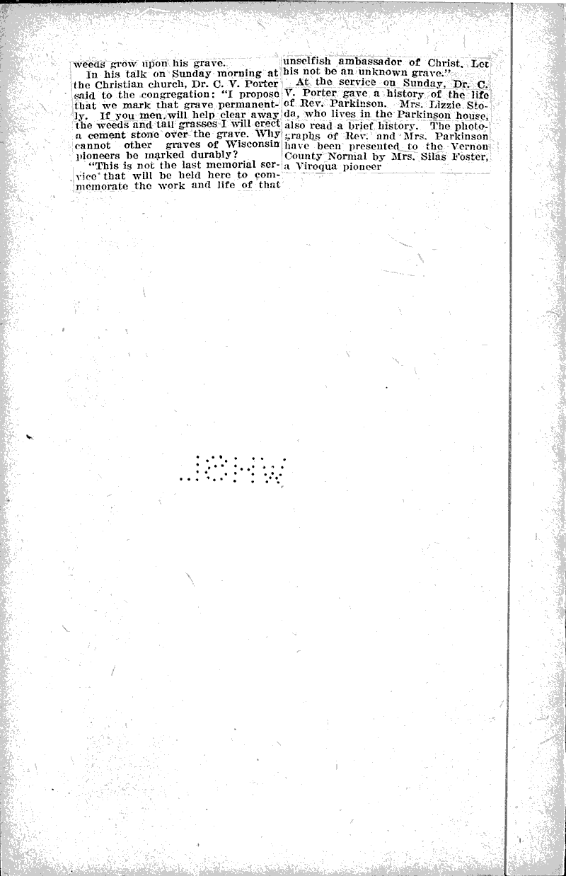 Vernon County is grateful to first resident minister Source: La Crosse Tribune and Leader-Press Topics: Church History Date: 1925-05-03