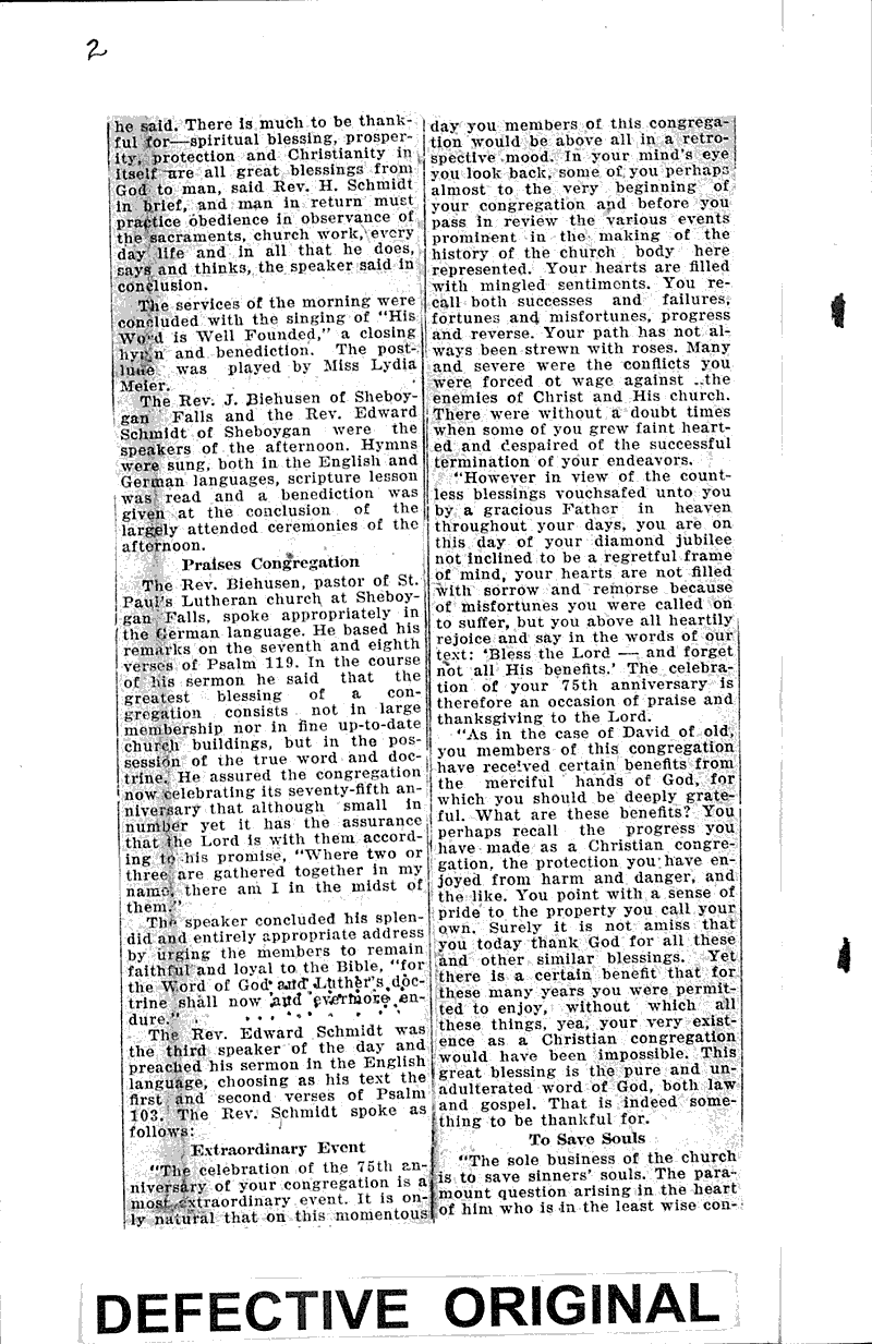  Source: Sheboygan Press Topics: Church History Date: 1928-06-04