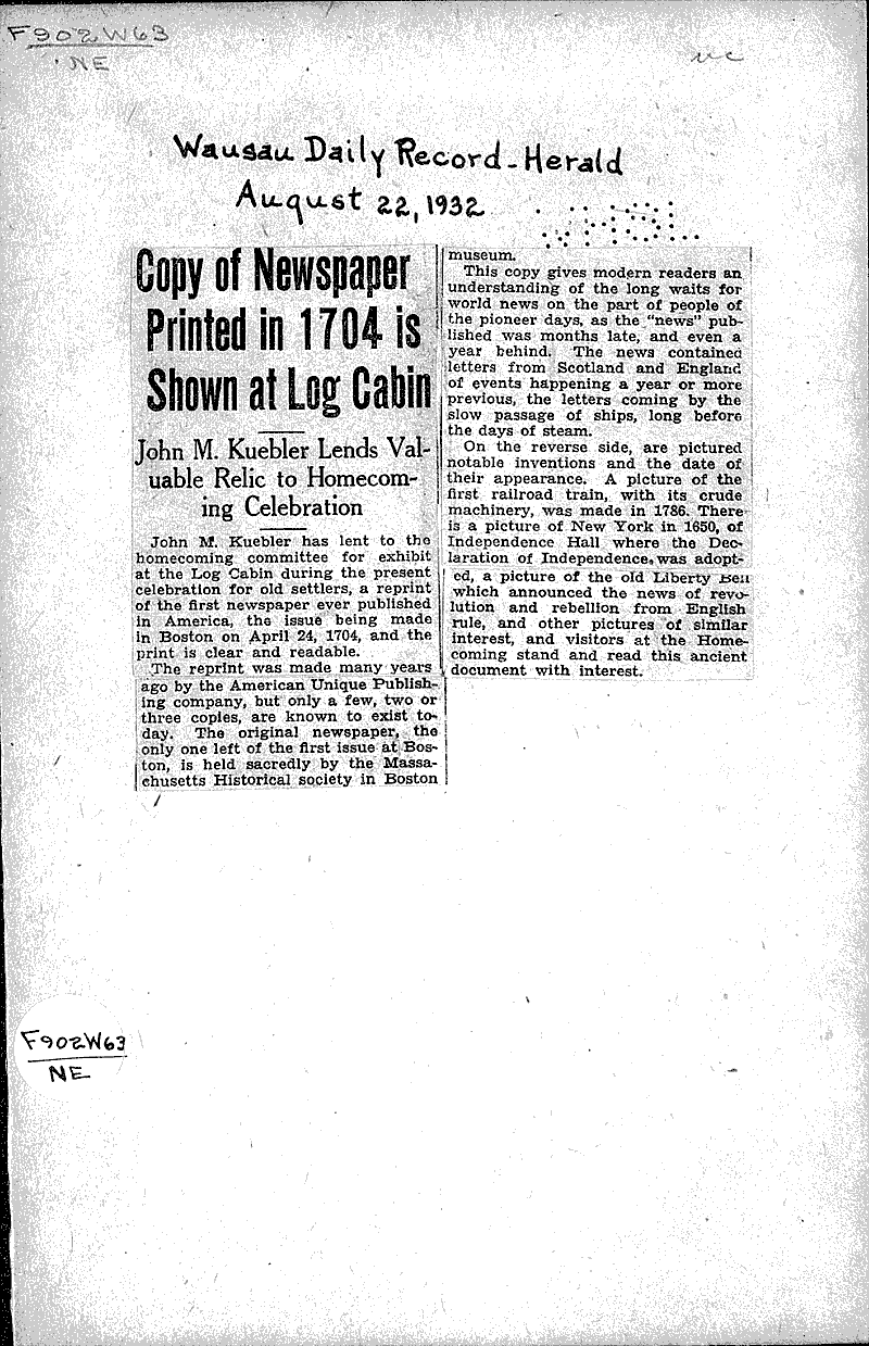  Source: Wausau Daily Record-Herald Date: 1932-08-22