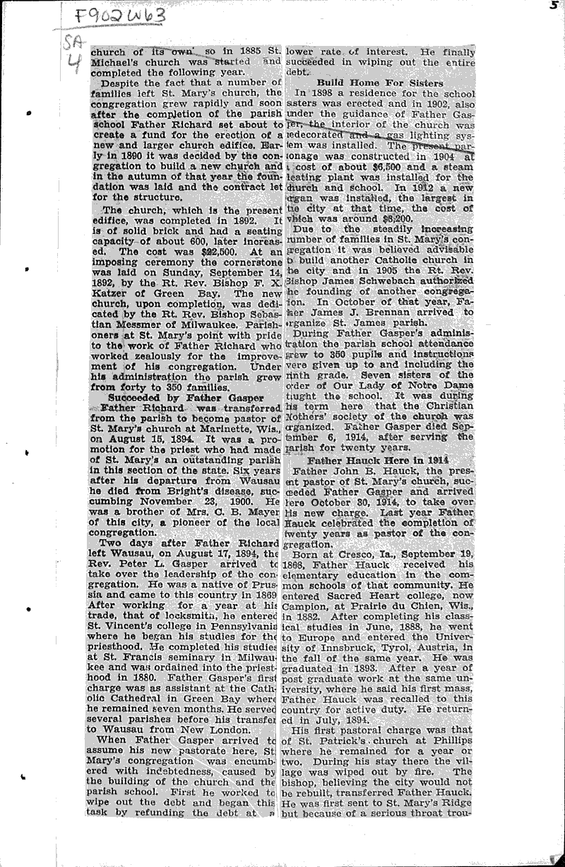  Source: Wausau Daily Record-Herald Topics: Church History Date: 1935-03-30