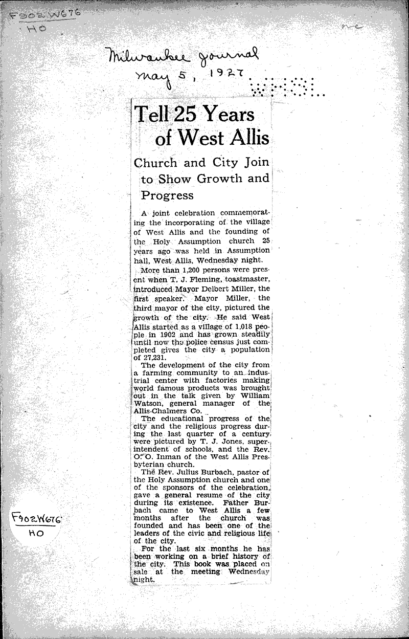  Source: Milwaukee Journal Date: 1927-05-05
