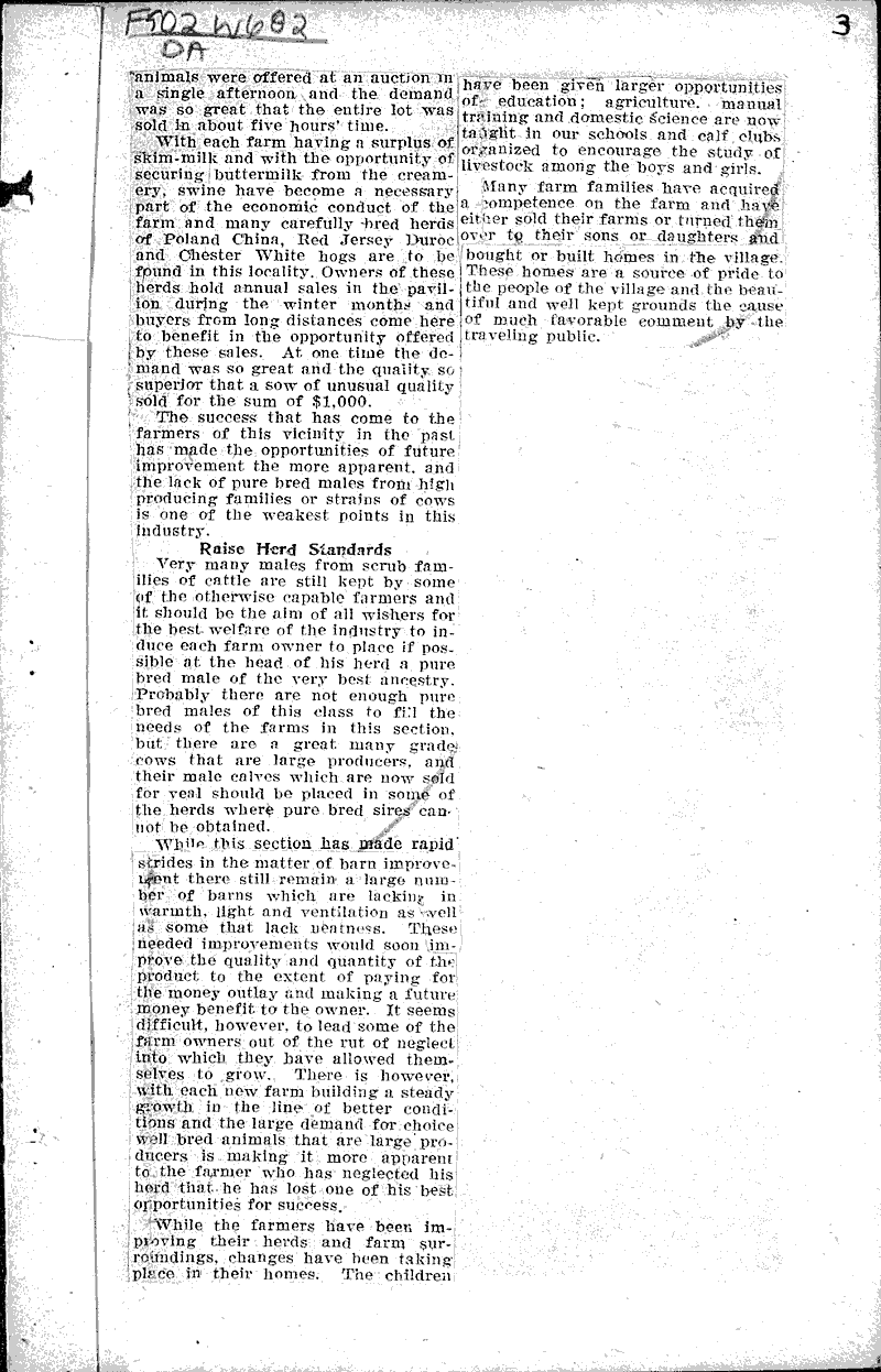Dairying a great benefit to West Salem district Source: La Crosse Tribune Topics: Agriculture Date: 1923-02-21