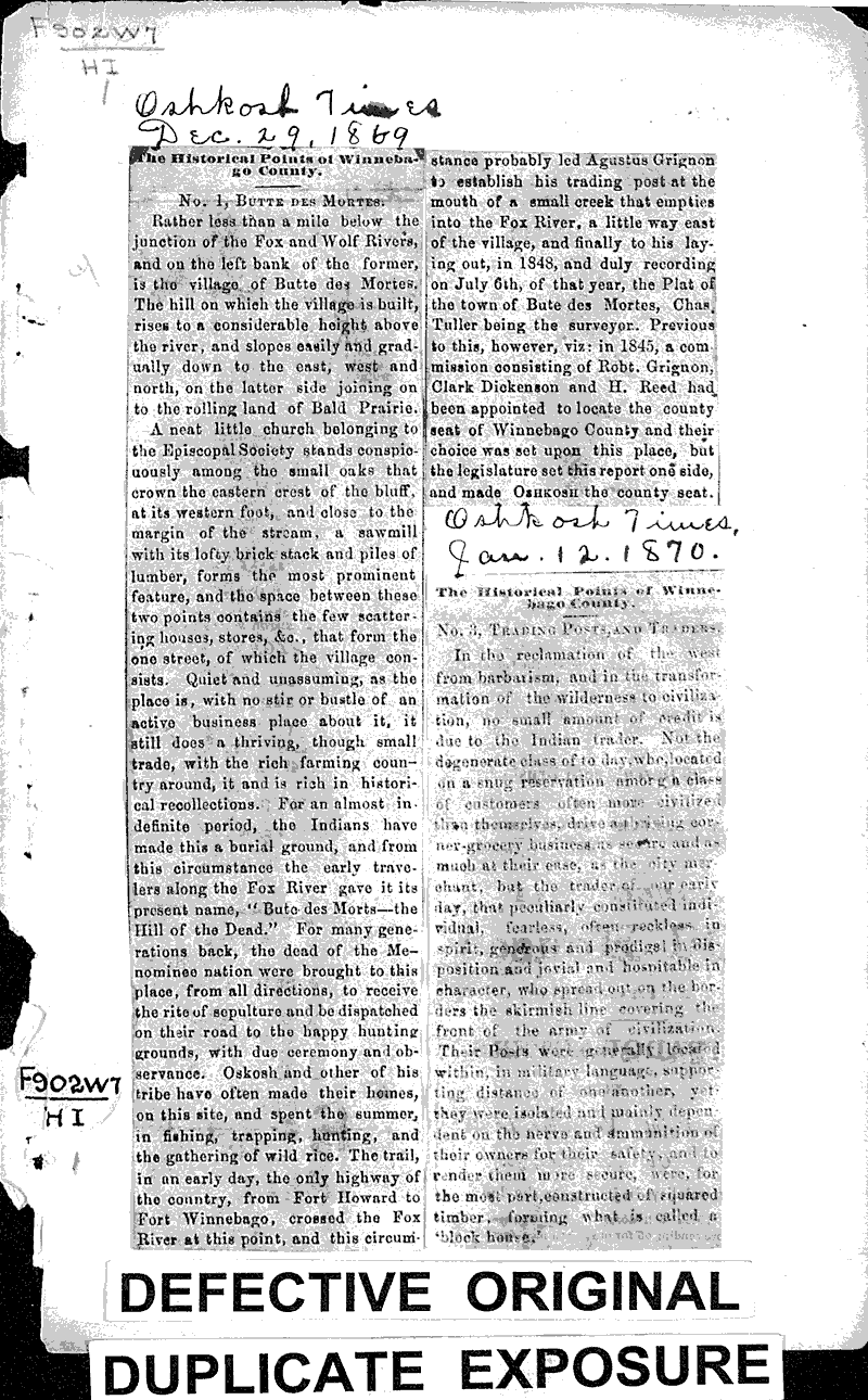 The historical points of Winnebago county Newspaper Article/Clipping