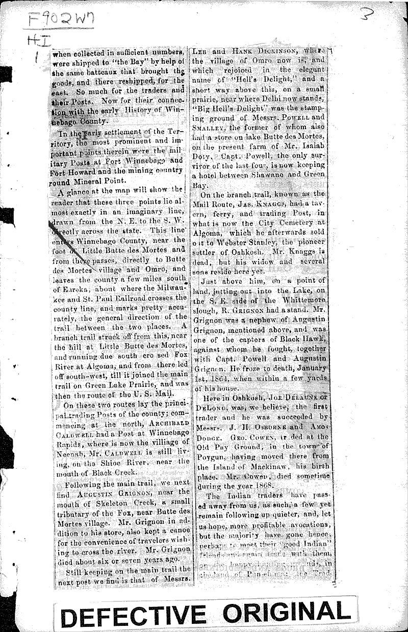The historical points of Winnebago county Newspaper Article/Clipping