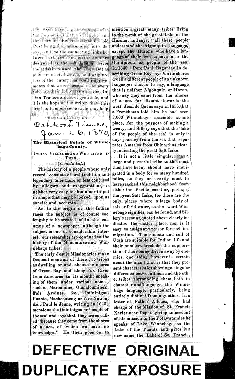 The historical points of Winnebago county Newspaper Article/Clipping