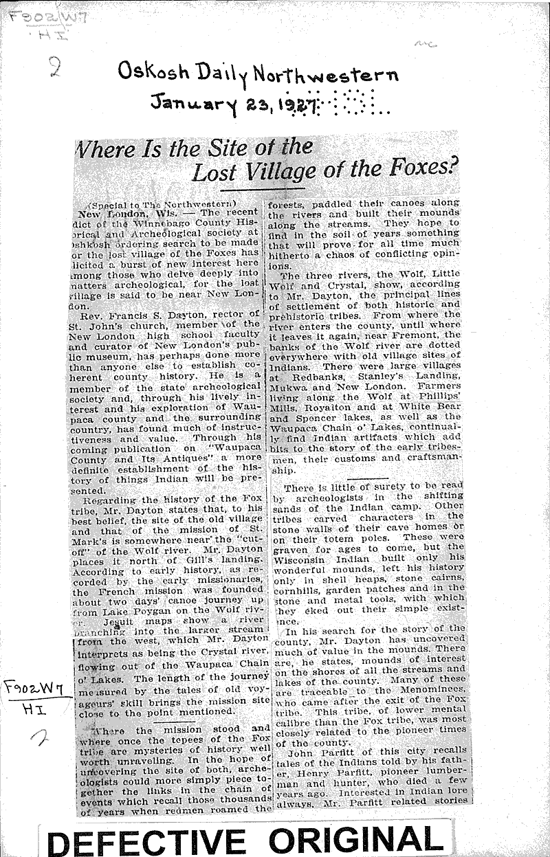  Source: Oshkosh Northwestern Topics: Indians and Native Peoples Date: 1927-01-23