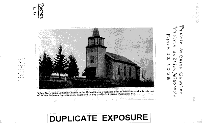  Source: Prairie du Chien Courier Topics: Church History Date: 1938-03-22