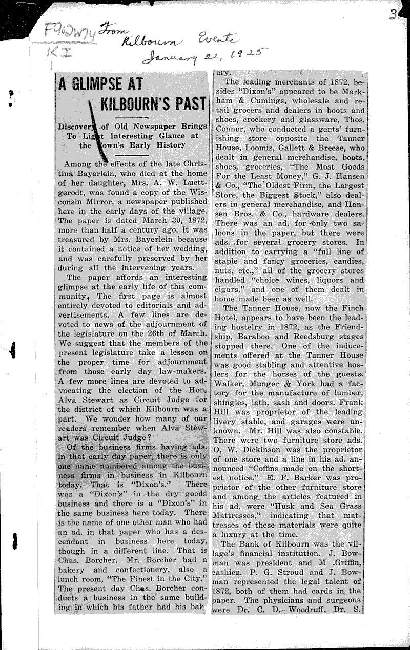  Source: Kilbourn Events Date: 1925-01-22