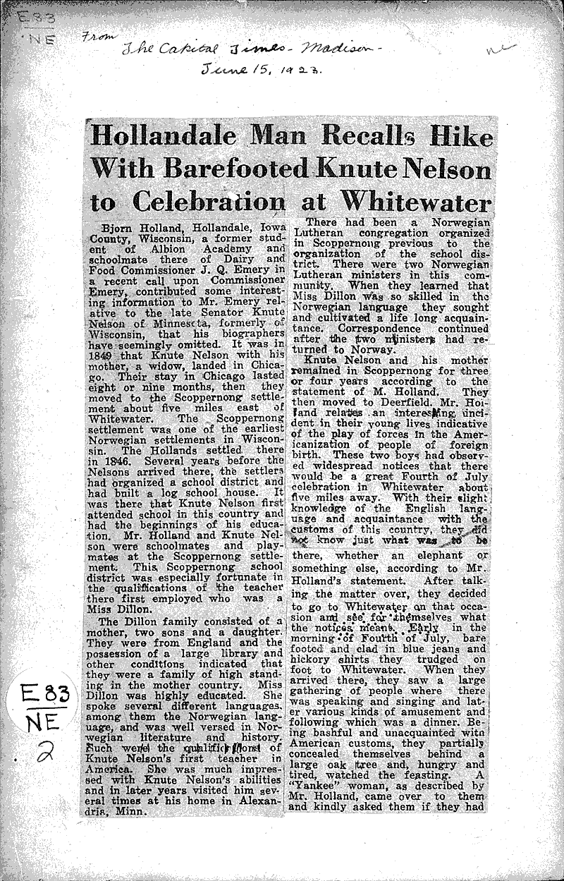  Source: Capital Times Date: 1923-06-15