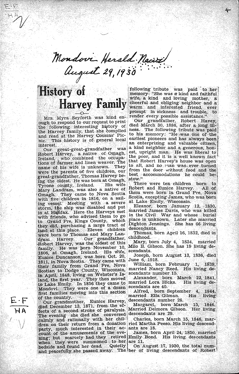  Source: Mondovi Herald Topics: Immigrants Date: 1930-08-29