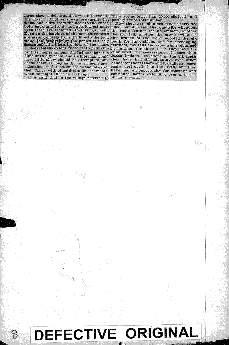 Elk Teeth adorn gowns Source: Sunday Record-Herald Topics: Indians and Native Peoples Date: 1901-08-25