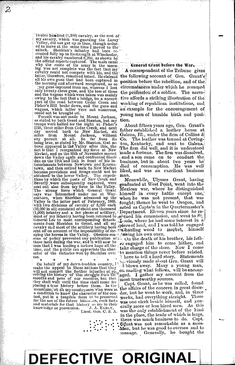 Letter from Gen. Early Source: New York News Topics: Civil War Date: 1865-12-28