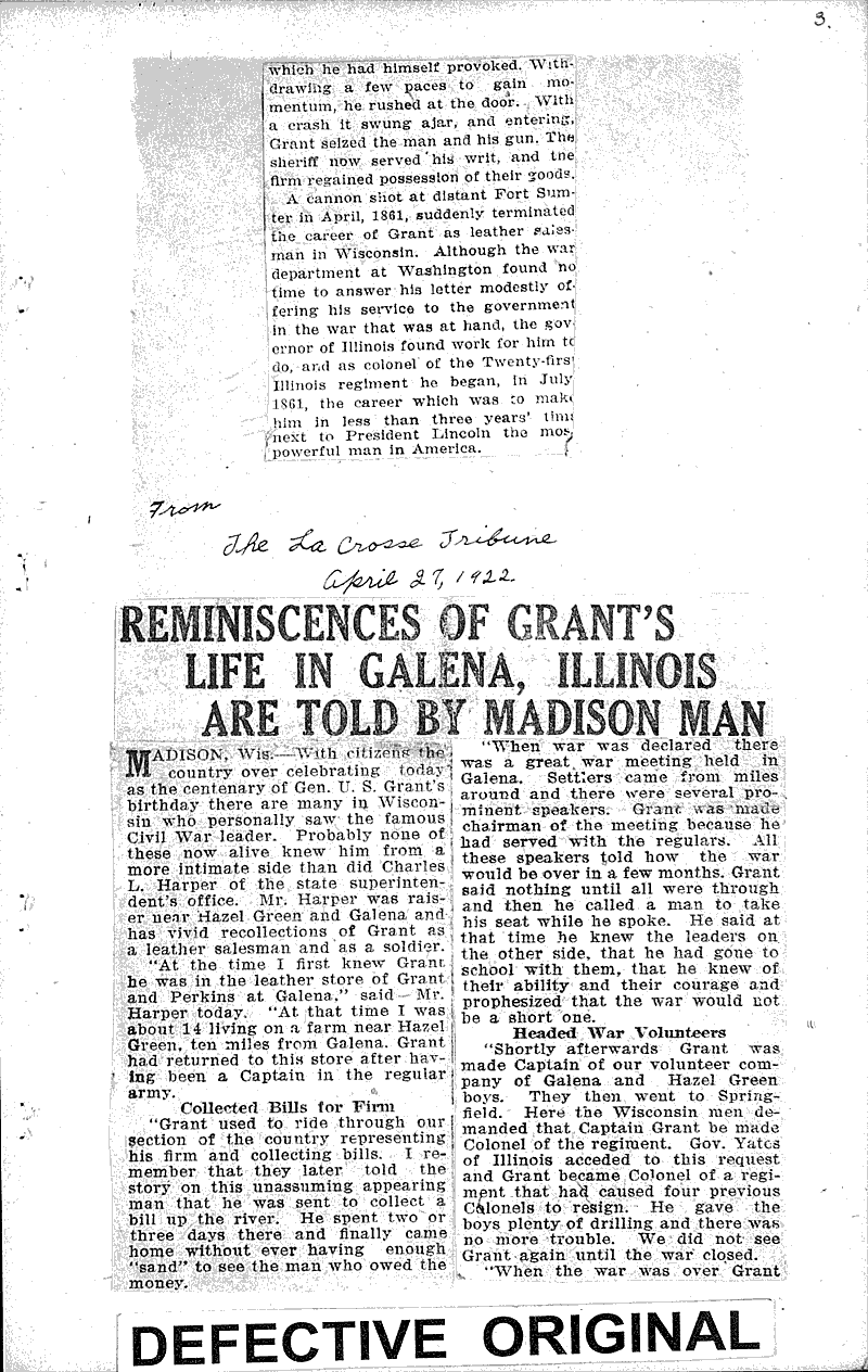  Source: Milwaukee Journal Topics: Civil War Date: 1922-04-16
