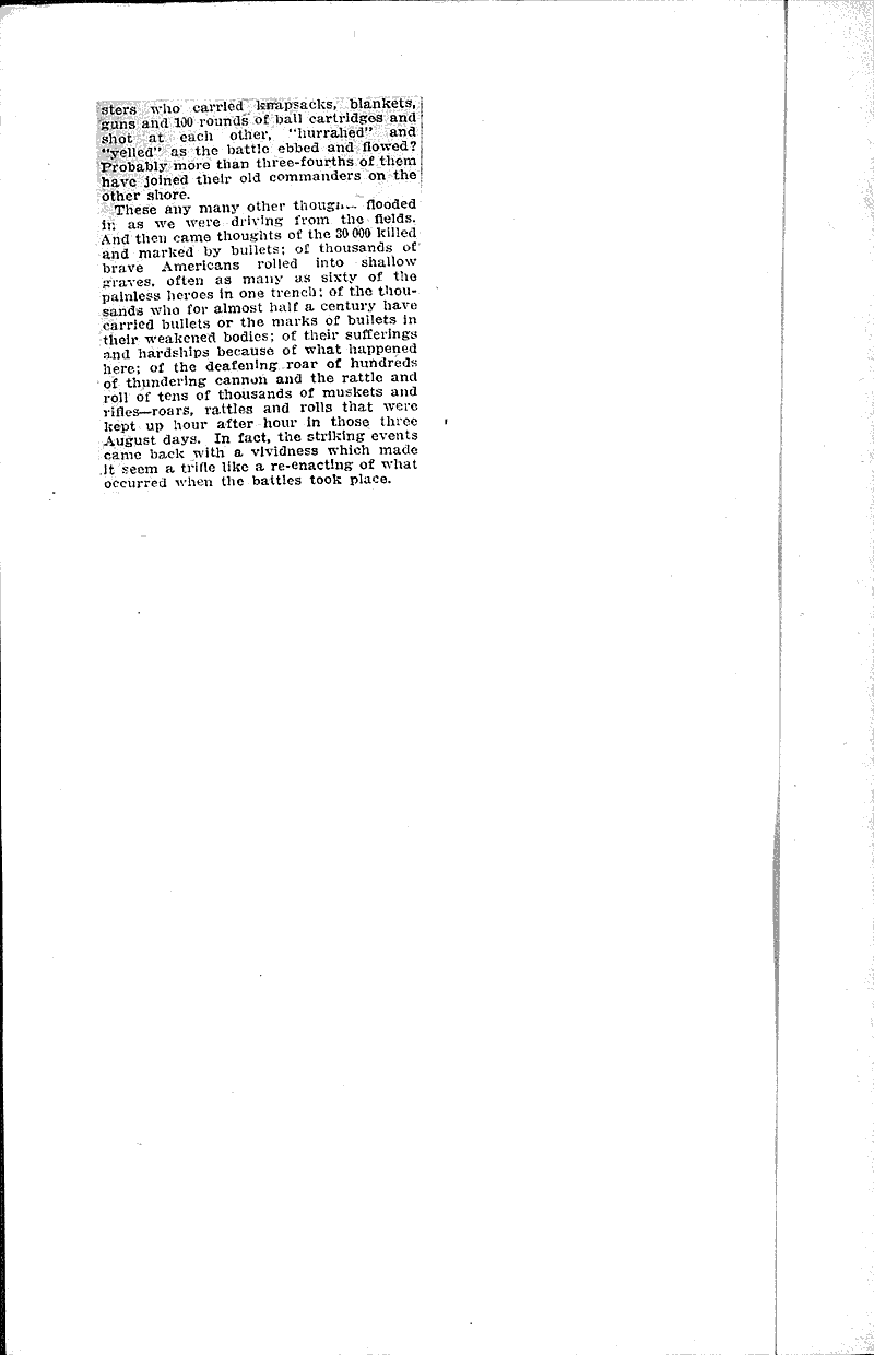 Tragedy of Bull Run is recalled Source: Milwaukee Morning Sentinel Topics: Civil War Date: 1911-09-04