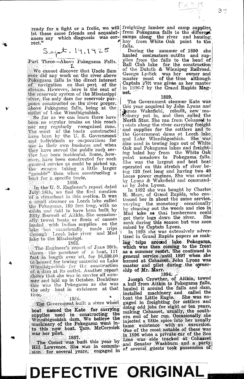 Part Three-Above Pokegama Falls Source: Saturday Evening Post Topics: Transportation Date: 1925-09-19
