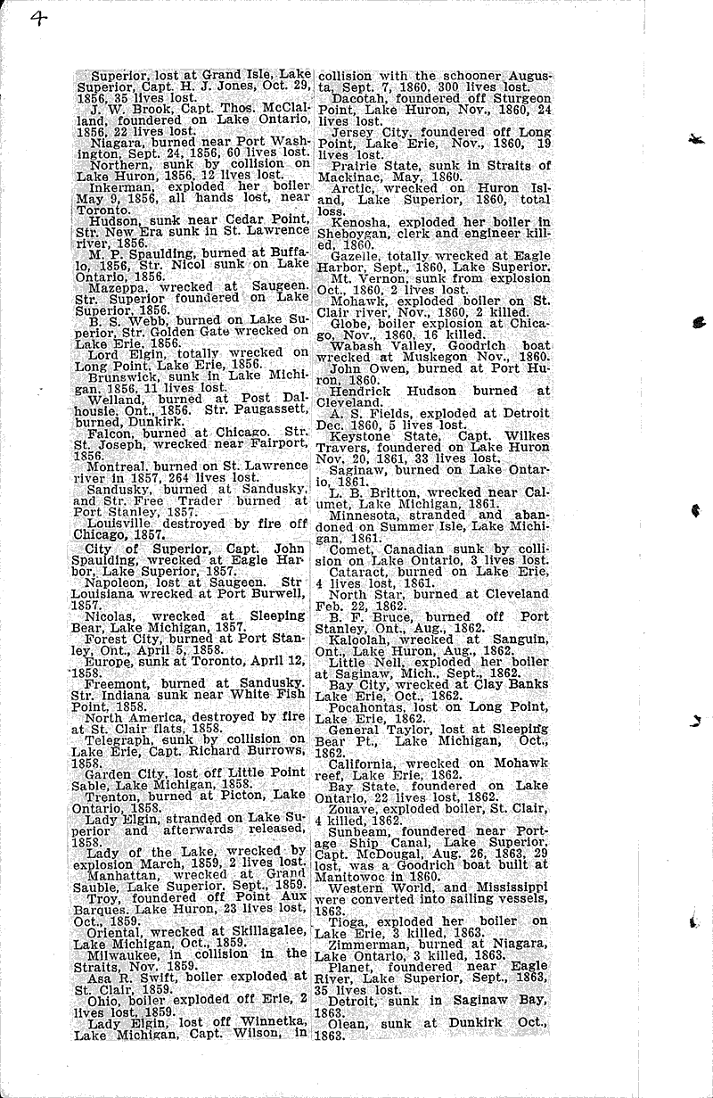 100 year span of disasters of Great Lakes took heavy toll Source: Manitowoc Herald-News Topics: Transportation Date: 1931-11-19