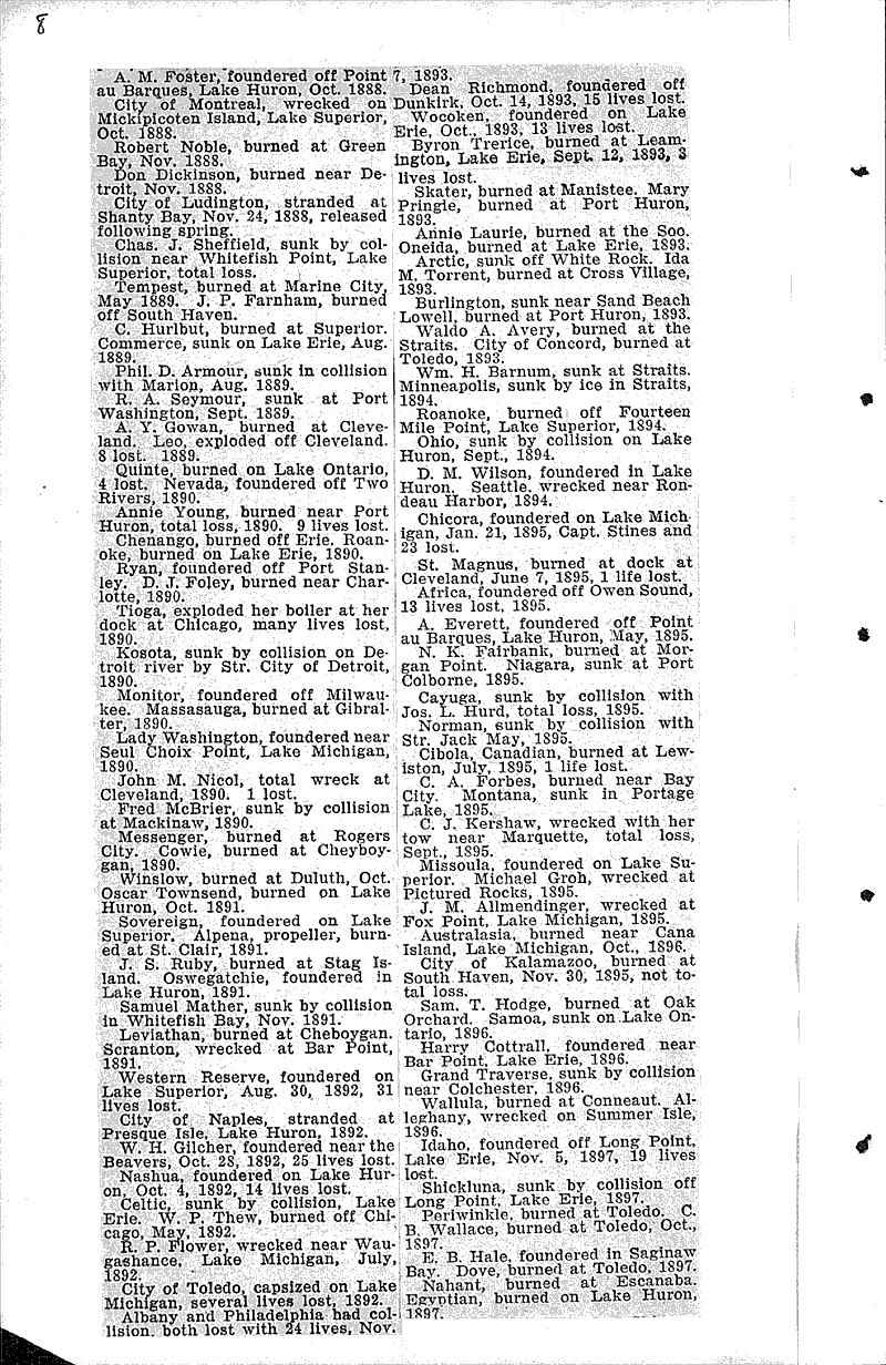 100 year span of disasters of Great Lakes took heavy toll Source: Manitowoc Herald-News Topics: Transportation Date: 1931-11-19