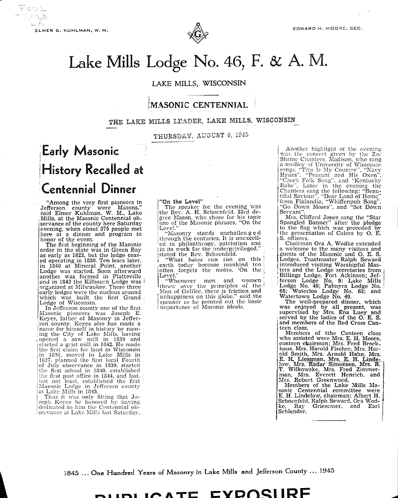  Source: Lake Mills Leader Topics: Social and Political Movements Date: 1945-08-09