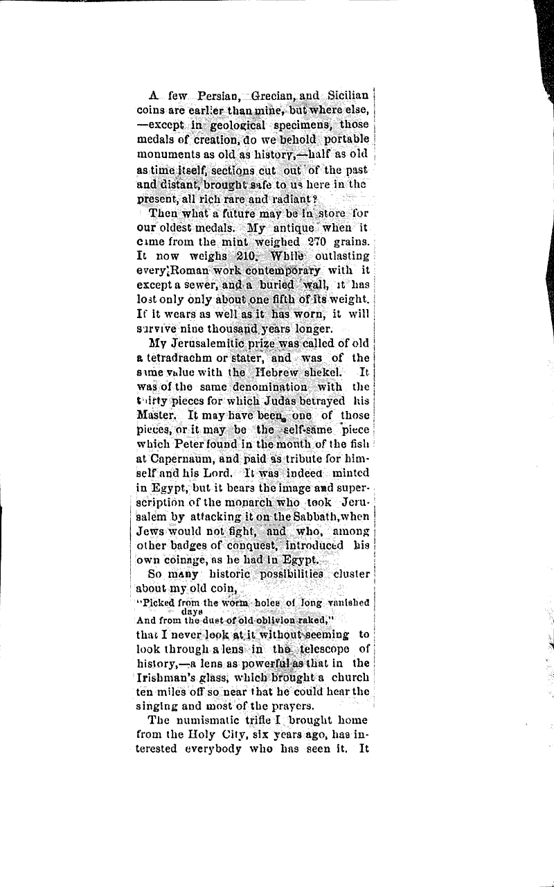 Numismatics Source: Madison Democrat Date: 1874-03-18