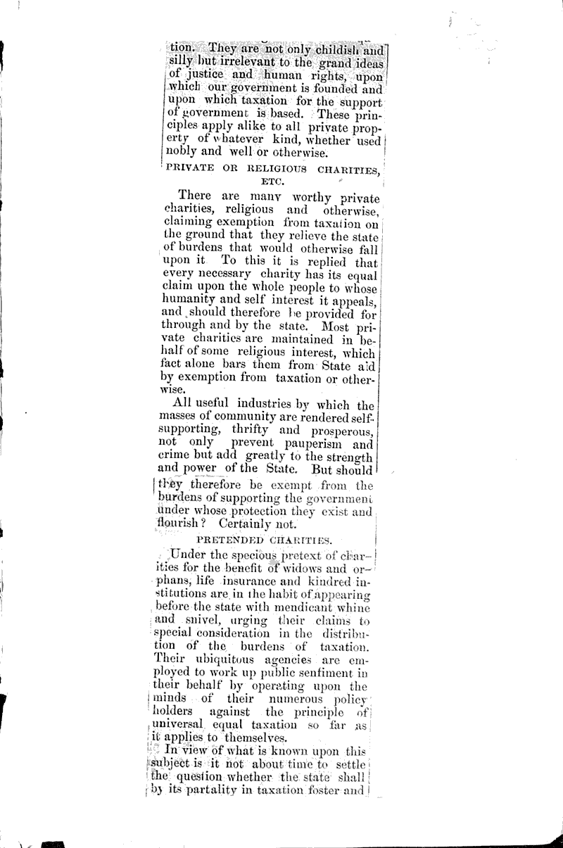 Universal equal taxation Topics: Social and Political Movements Date: 1880-01-08