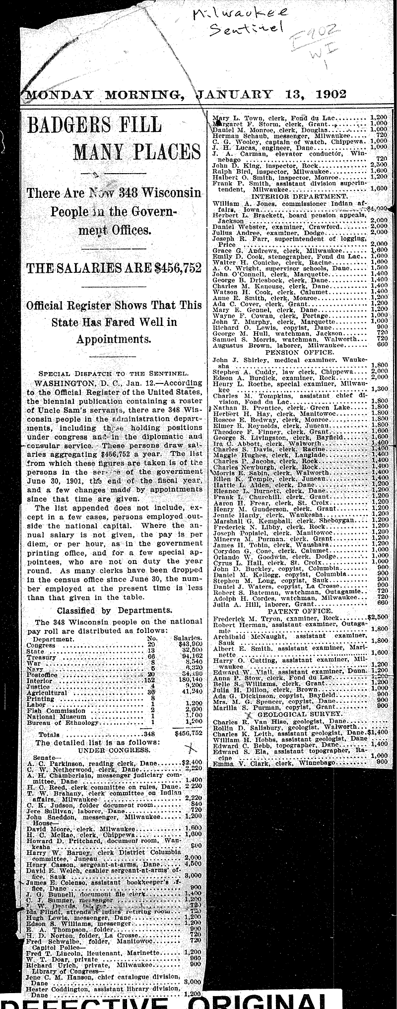 Source: Milwaukee Sentinel Topics: Government and Politics Date: 1902-01-13
