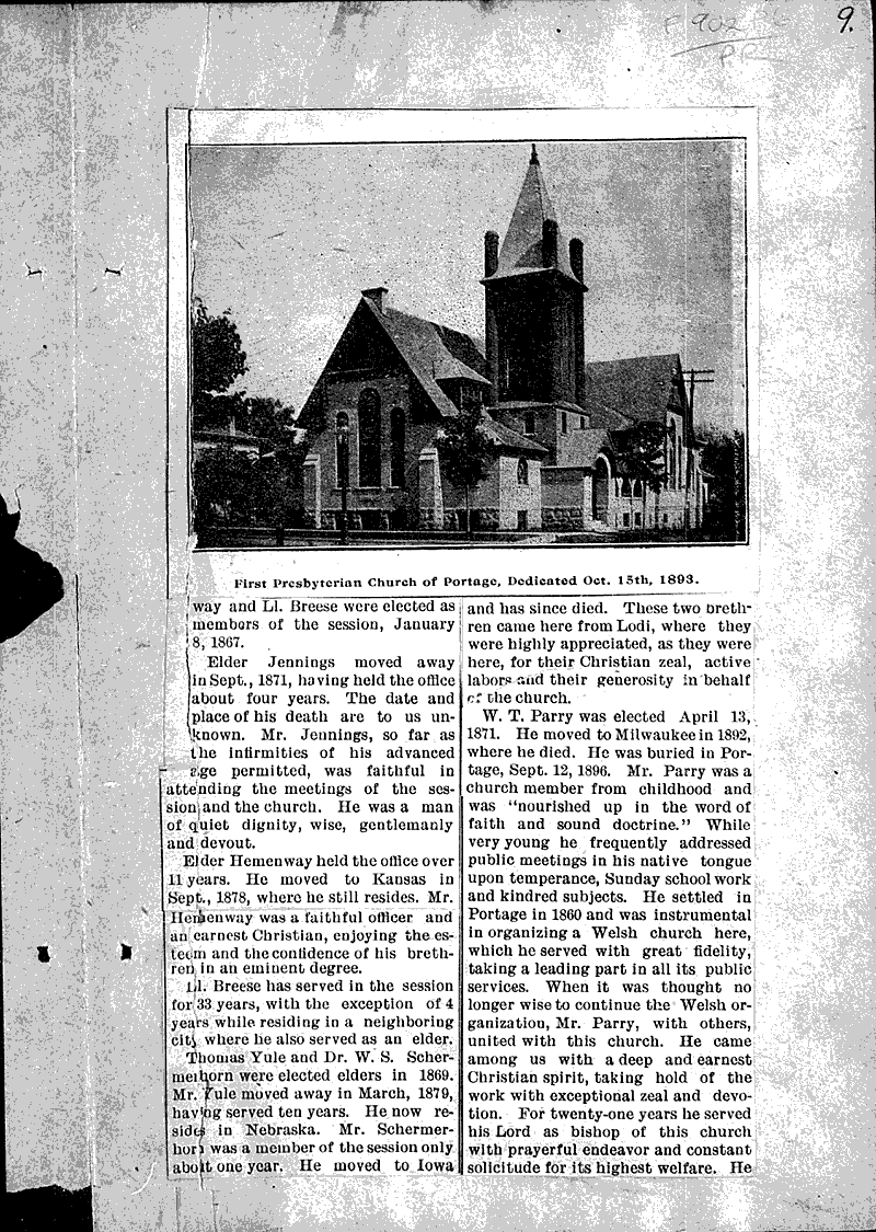  Source: Portage Democrat Topics: Church History Date: 1900-07-20